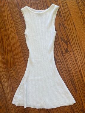 Princess Polly Cream Ribbed Midi Tank Dress